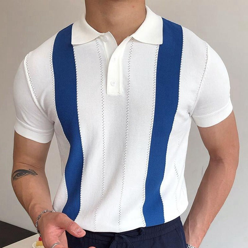 Summer Striped Knit Slim Fit Business Polo