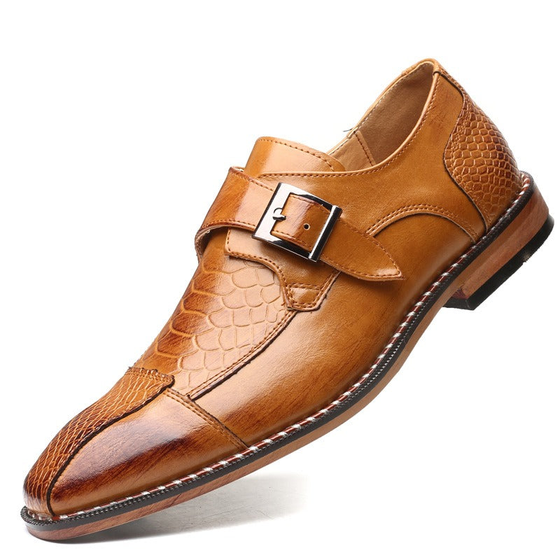 British Pointed Leather Belt Buckle Shoes: Business & Leisure Elegance