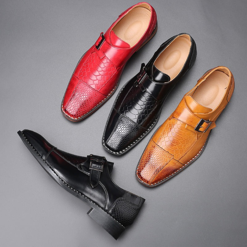 British Pointed Leather Belt Buckle Shoes: Business & Leisure Elegance