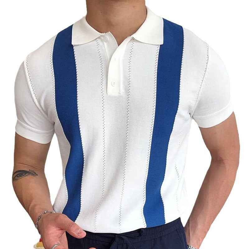 Summer Striped Knit Slim Fit Business Polo