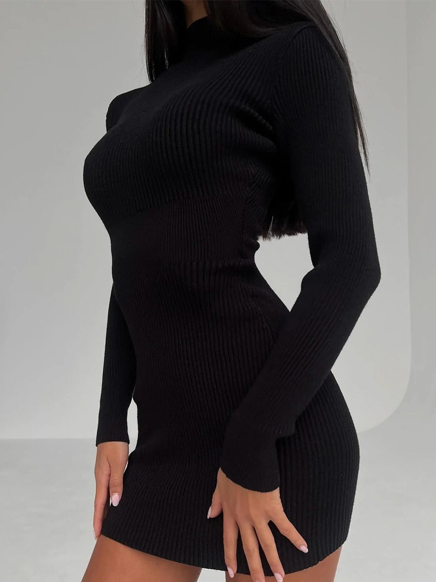 New Hollow Out Tight-Fit Woolen Mini Dress