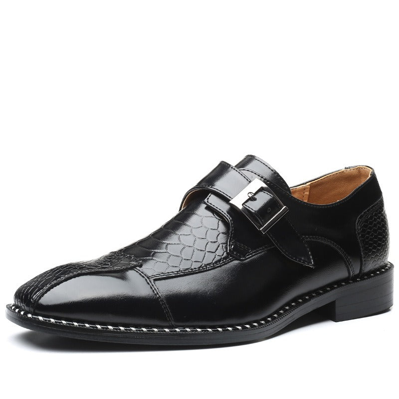 British Pointed Leather Belt Buckle Shoes: Business & Leisure Elegance