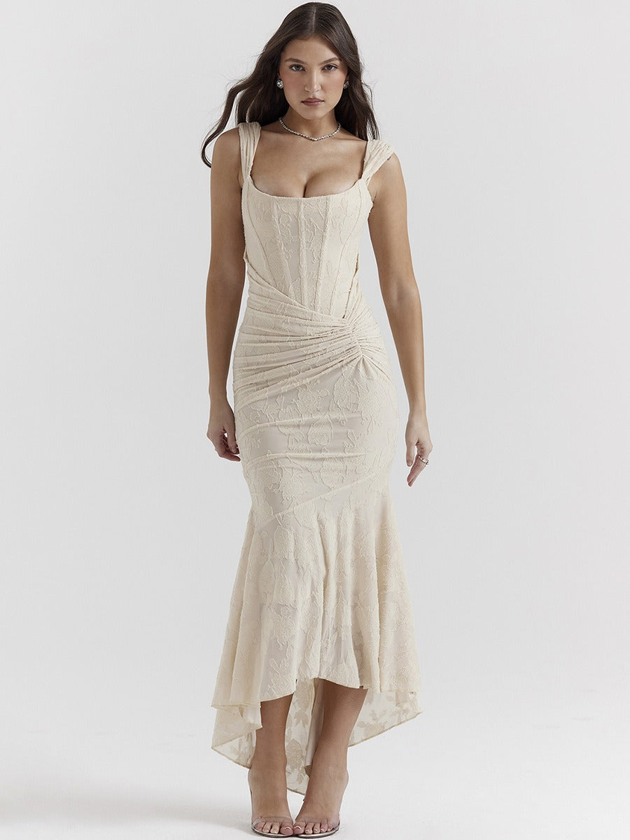 Fishtail Lace Suspender Dress: Slim Fit, Figure-Hugging French Elegance