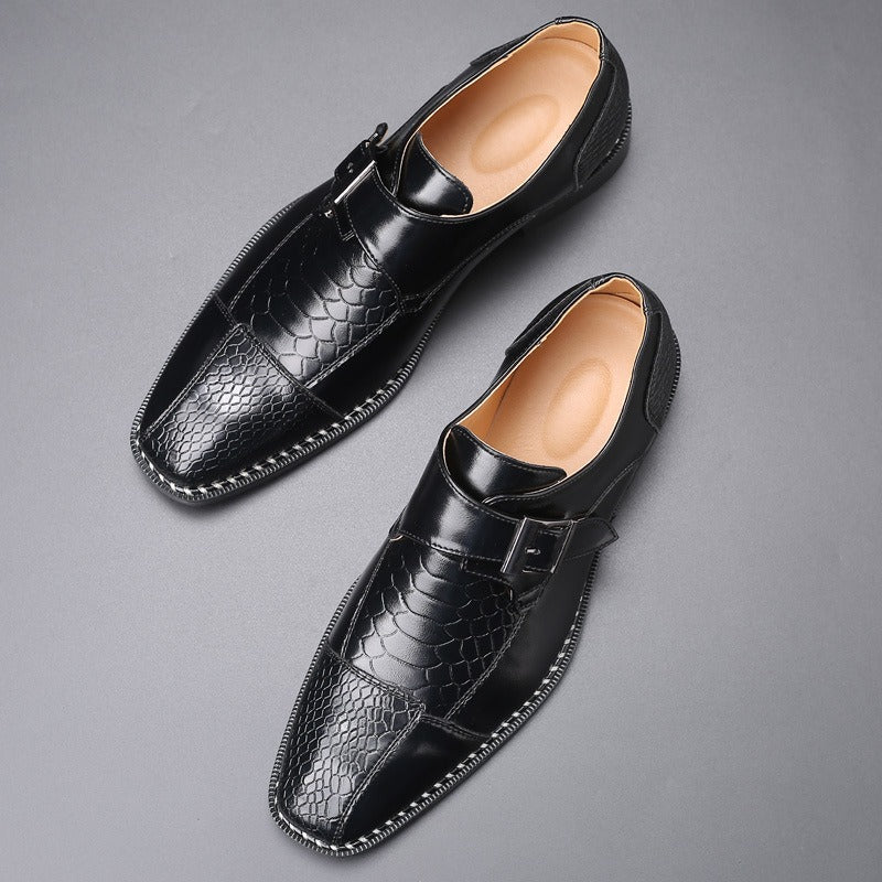 British Pointed Leather Belt Buckle Shoes: Business & Leisure Elegance