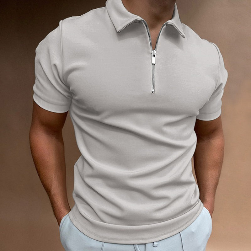 Summer Slim Fit Zip Collar Polo