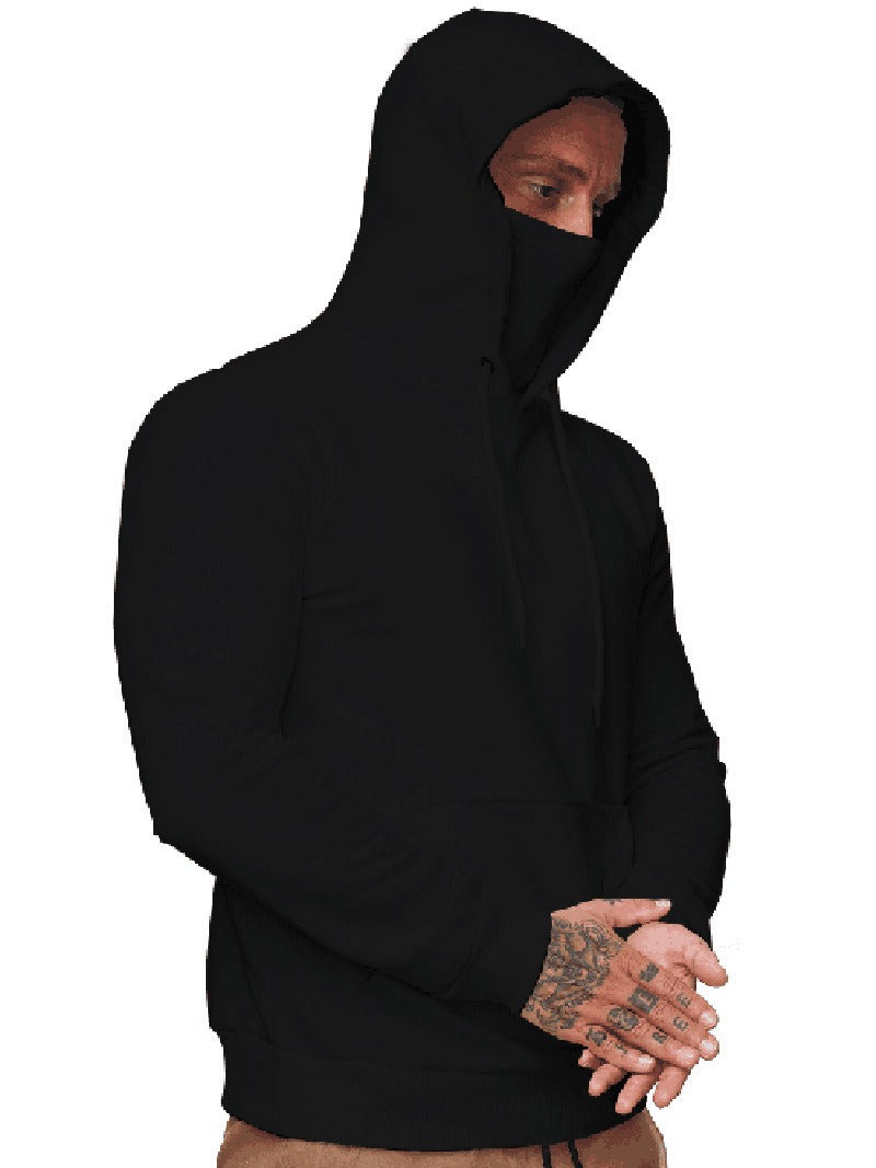 Men's Tactical Hooded Long-Sleeve Tee with Mask