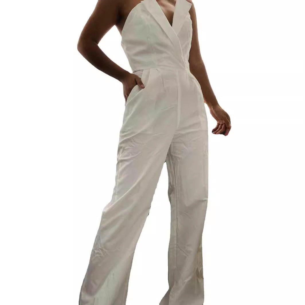 Chinese Long Skirt Jumpsuit: Oblique Collar, Mid-Waist Elegance