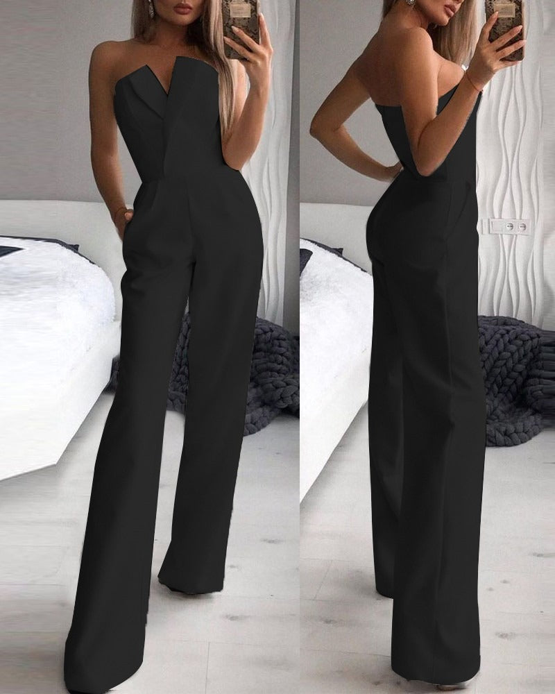 Chinese Long Skirt Jumpsuit: Oblique Collar, Mid-Waist Elegance