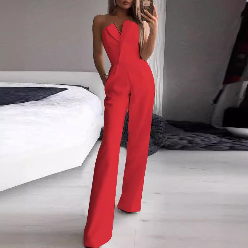 Chinese Long Skirt Jumpsuit: Oblique Collar, Mid-Waist Elegance