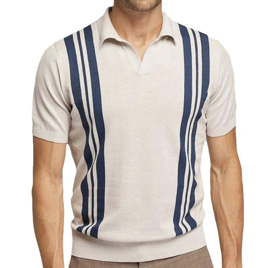 Summer Striped Slim Fit Knit Polo Shirt with Lapel: Casual Elegance