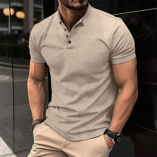 Men's Short-Sleeved Buttoned Sports Polo Shirt