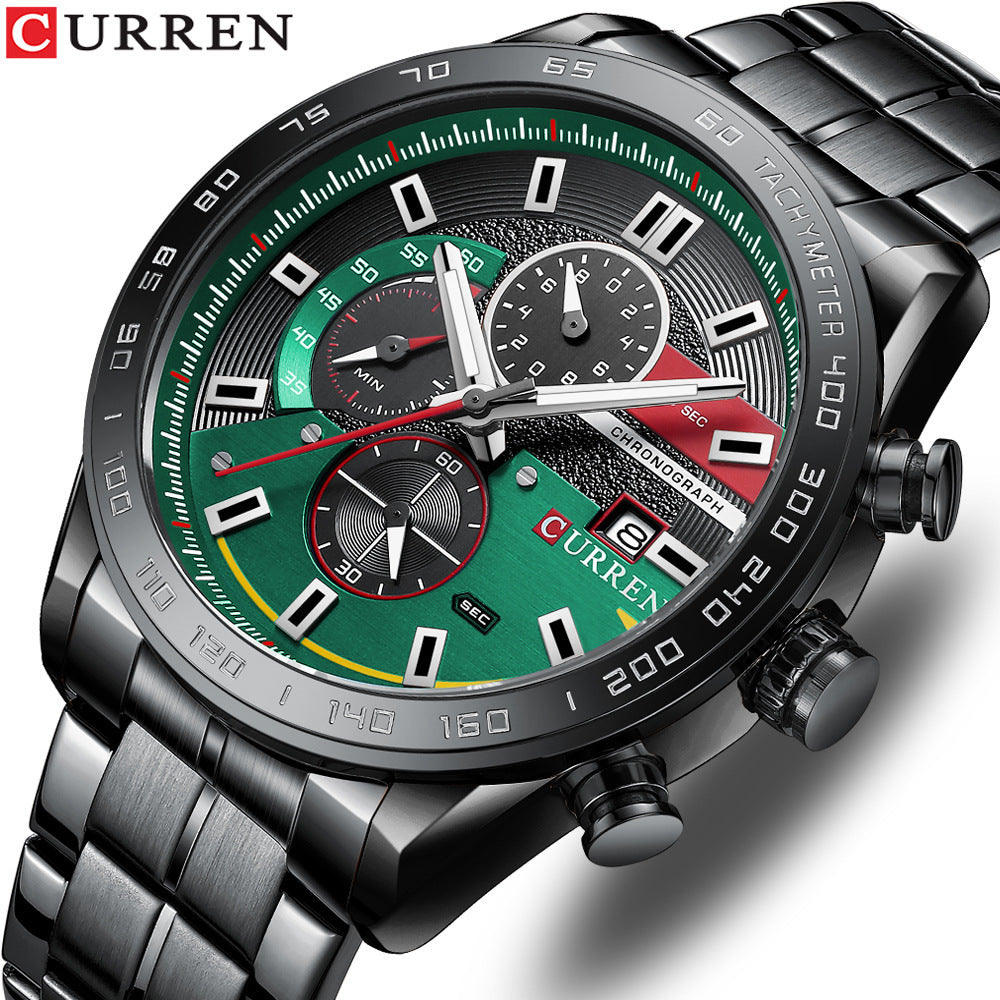 CURREN Men's Business Steel Band Quartz Calendar Watch"