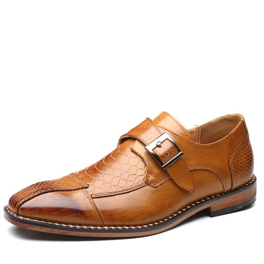 British Pointed Leather Belt Buckle Shoes: Business & Leisure Elegance