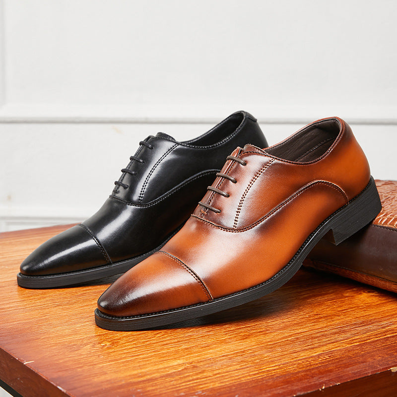 New Lace-Up Pointed Leather Business Oxford Dress Shoes with Soft Soles