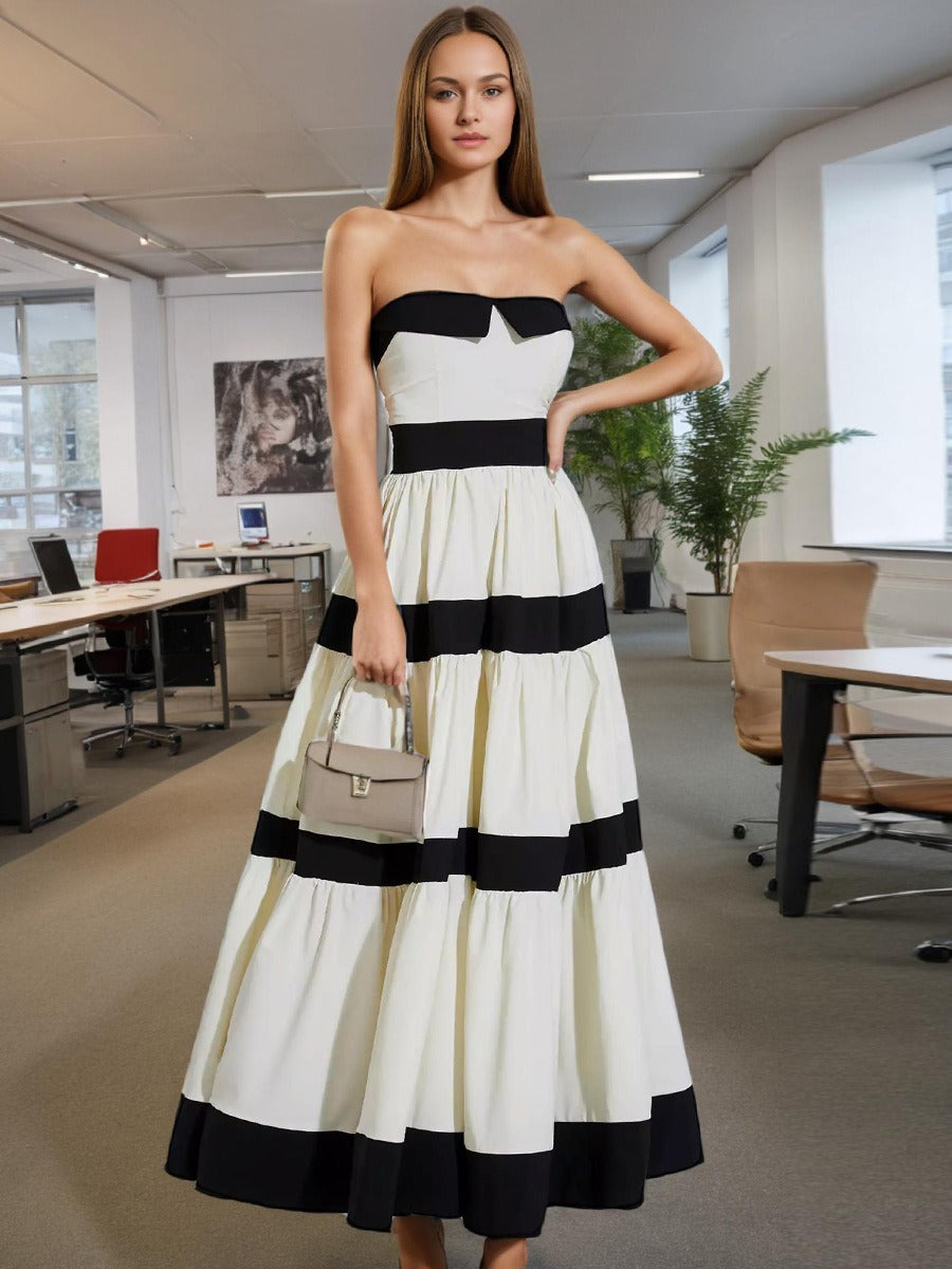 Monochrome Strapless Dress