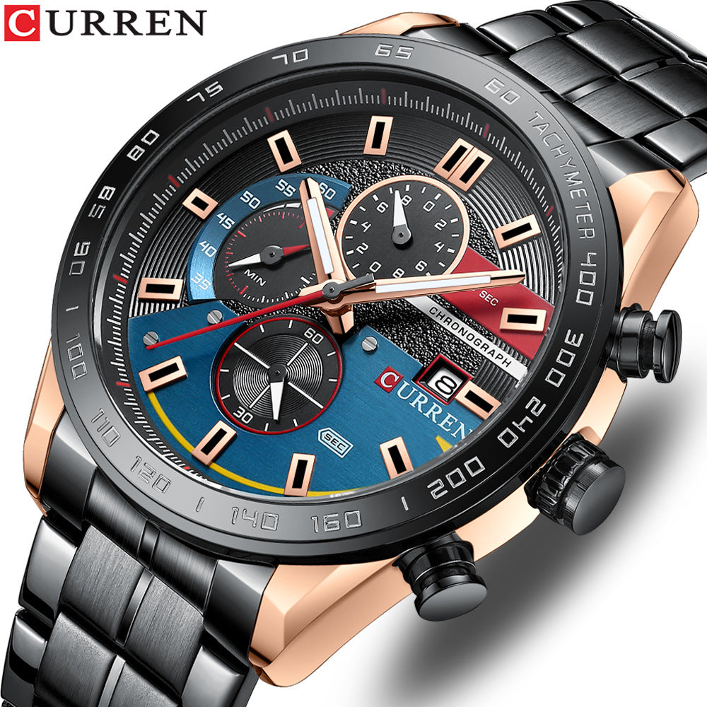 CURREN Men's Business Steel Band Quartz Calendar Watch"