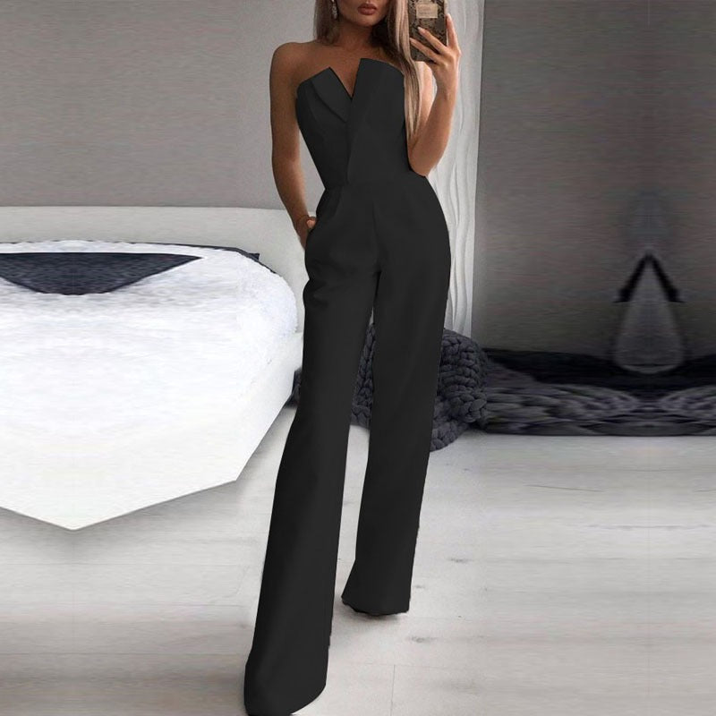 Chinese Long Skirt Jumpsuit: Oblique Collar, Mid-Waist Elegance