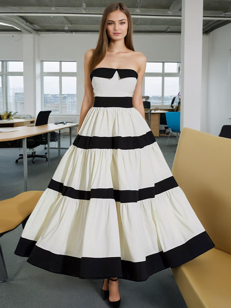 Monochrome Strapless Dress