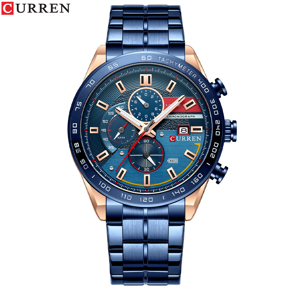 CURREN Men's Business Steel Band Quartz Calendar Watch"